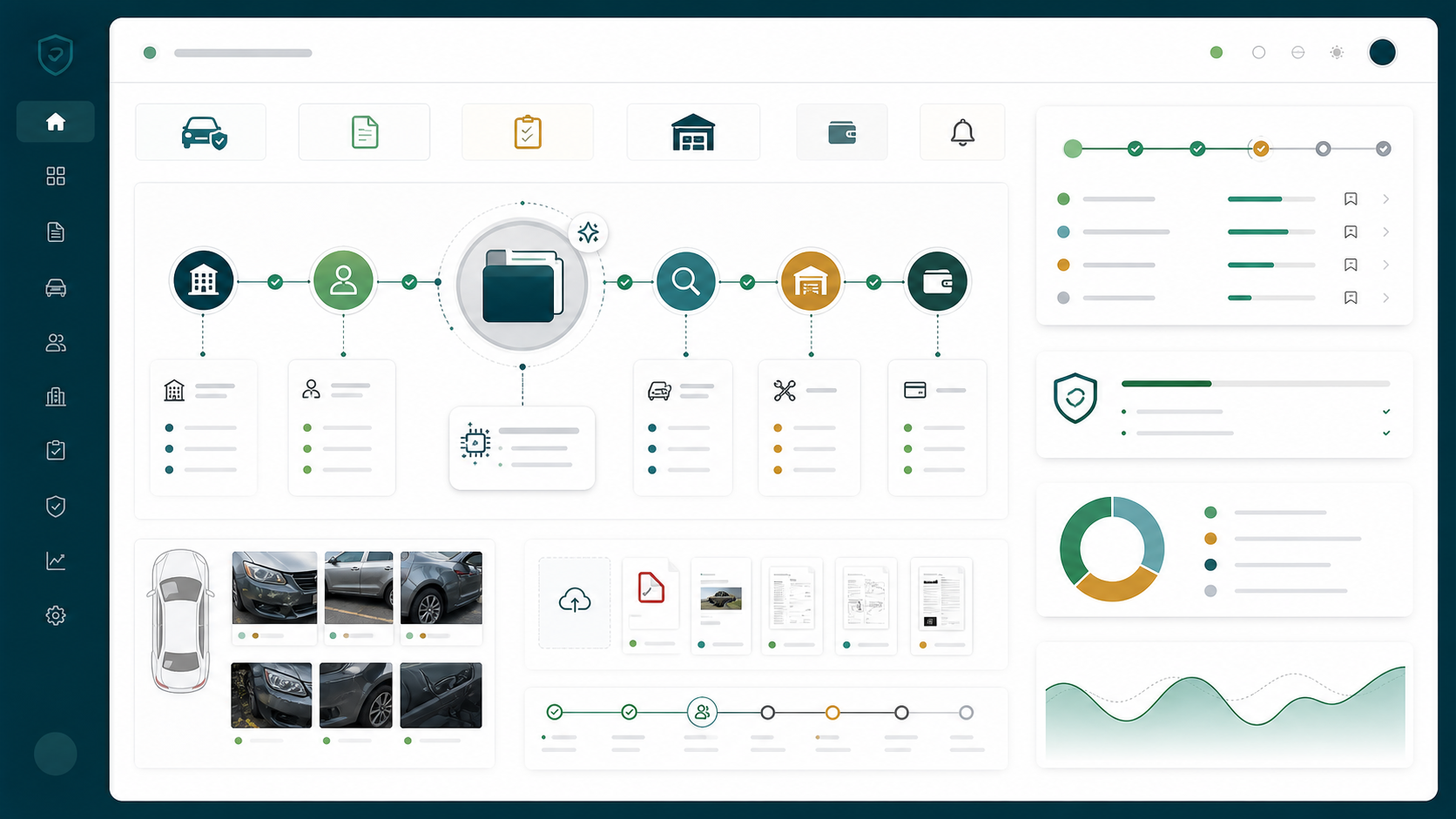 Illustration dashboard Assurix221 de coordination sinistre auto sans personnes visibles