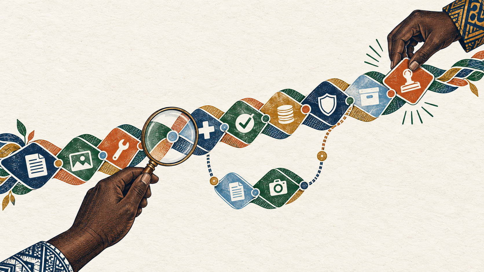 Illustration du journal d'audit assurance reliant documents, preuves, controles et validations humaines